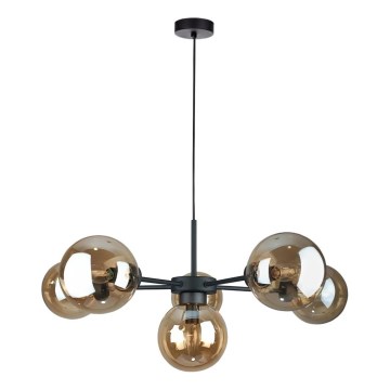 Lustra ar auklu KALIOPE II 6xE14/50W/230V melna/dūmakains bēša