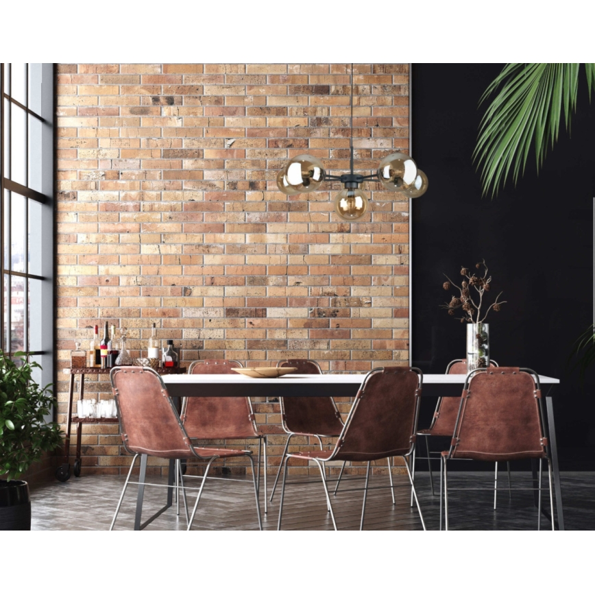 Lustra ar auklu KALIOPE II 6xE14/50W/230V melna/dūmakains bēša
