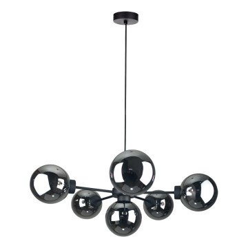 Lustra ar auklu KALIOPE II 6xE14/50W/230V melna/dūmakains melna