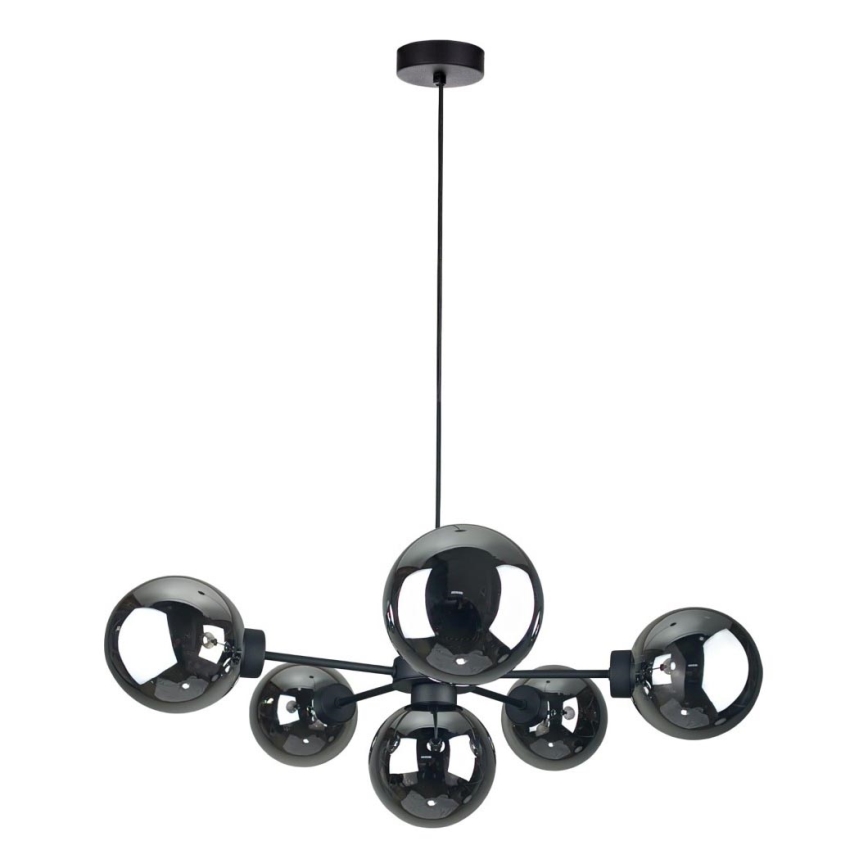 Lustra ar auklu KALIOPE II 6xE14/50W/230V melna/dūmakains melna