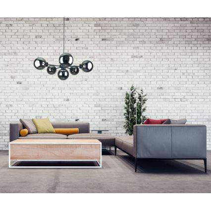 Lustra ar auklu KALIOPE II 6xE14/50W/230V melna/dūmakains melna