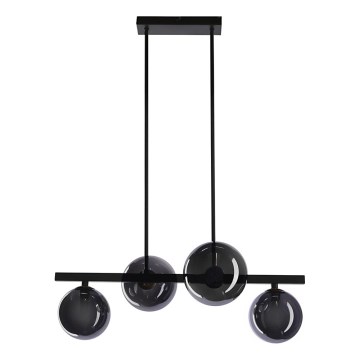 Lustra ar auklu KAMA 4xG9/28W/230V melna/dūmakains melna