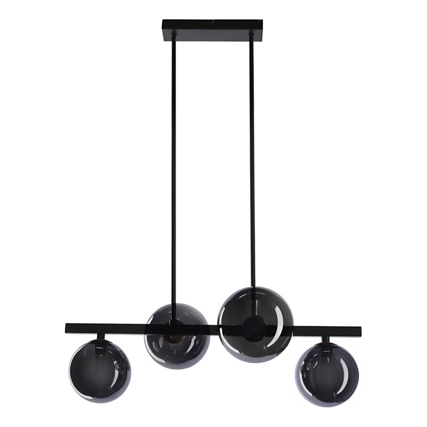 Lustra ar auklu KAMA 4xG9/28W/230V melna/dūmakains melna