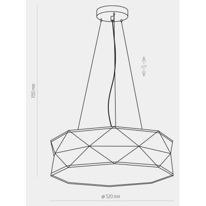 Lustra ar auklu KANTOOR 1xE27/15W/230V melna