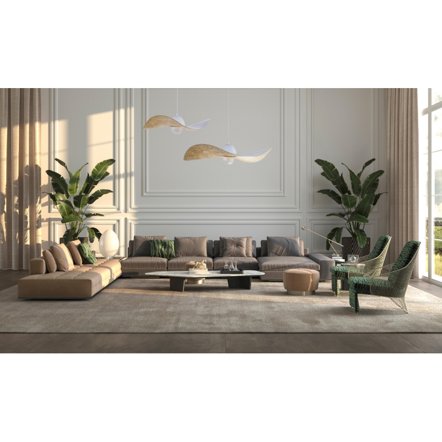 Lustra ar auklu KAPELLO 1xE27/60W/230V d. 76 cm balta/zelaina