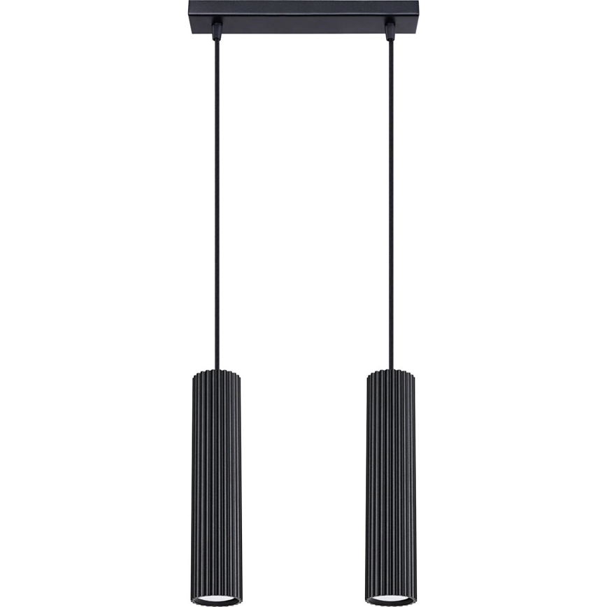 Lustra ar auklu KARBON 2xGU10/10W/230V melna