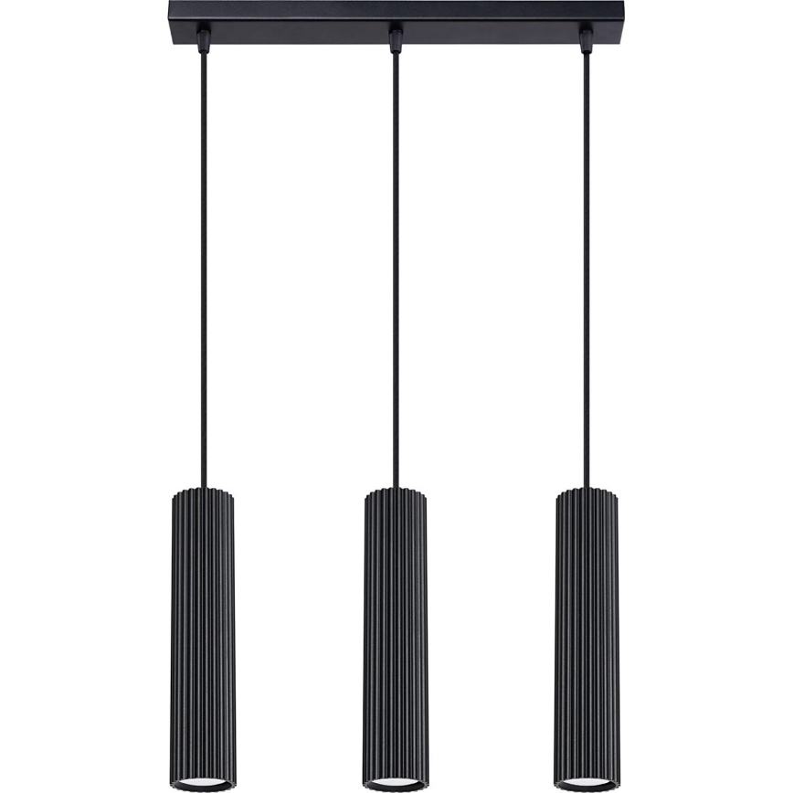 Lustra ar auklu KARBON 3xGU10/10W/230V melna