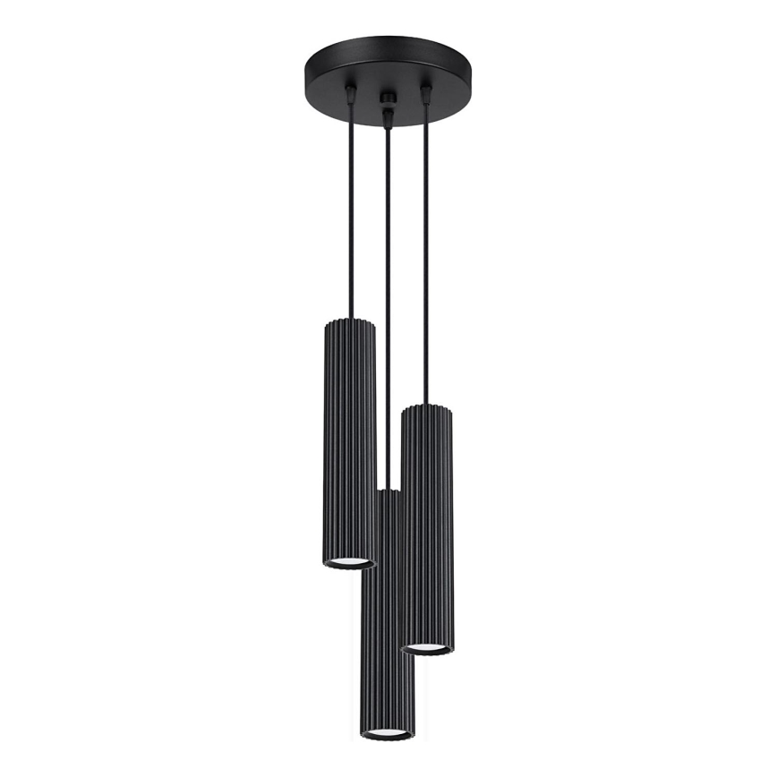 Lustra ar auklu KARBON 3xGU10/10W/230V melna