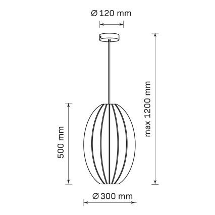 Lustra ar auklu KAREI 1xE27/20W/230V d. 30 cm melna