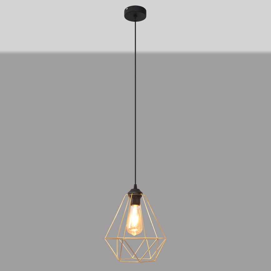 Lustra ar auklu KARO 1xE27/15W/230V zelta/melna