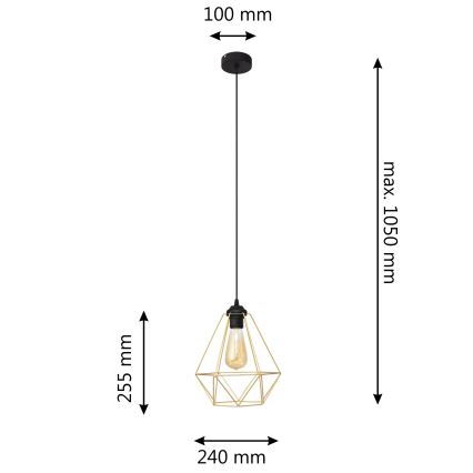 Lustra ar auklu KARO 1xE27/15W/230V zelta/melna