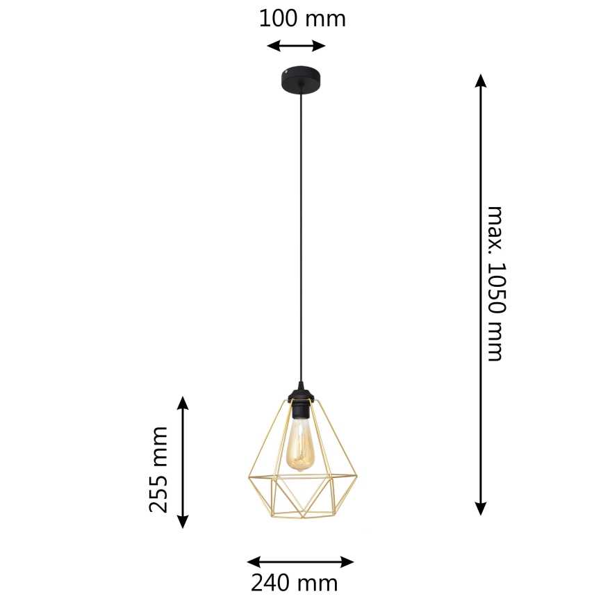 Lustra ar auklu KARO 1xE27/15W/230V zelta/melna