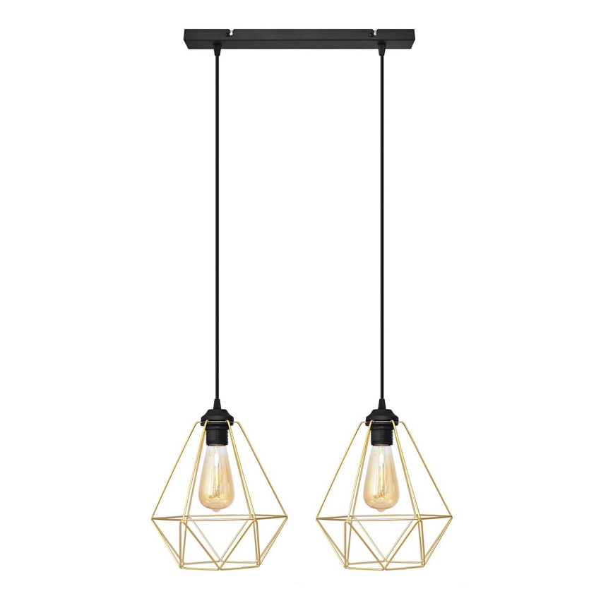 Lustra ar auklu KARO 2xE27/15W/230V zelta/melna