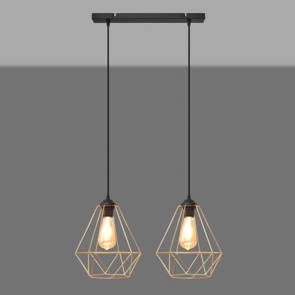 Lustra ar auklu KARO 2xE27/15W/230V zelta/melna
