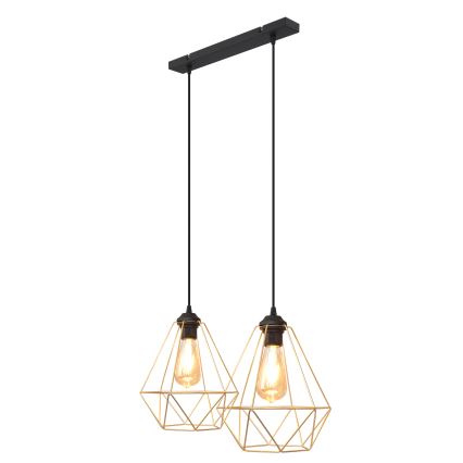 Lustra ar auklu KARO 2xE27/15W/230V zelta/melna