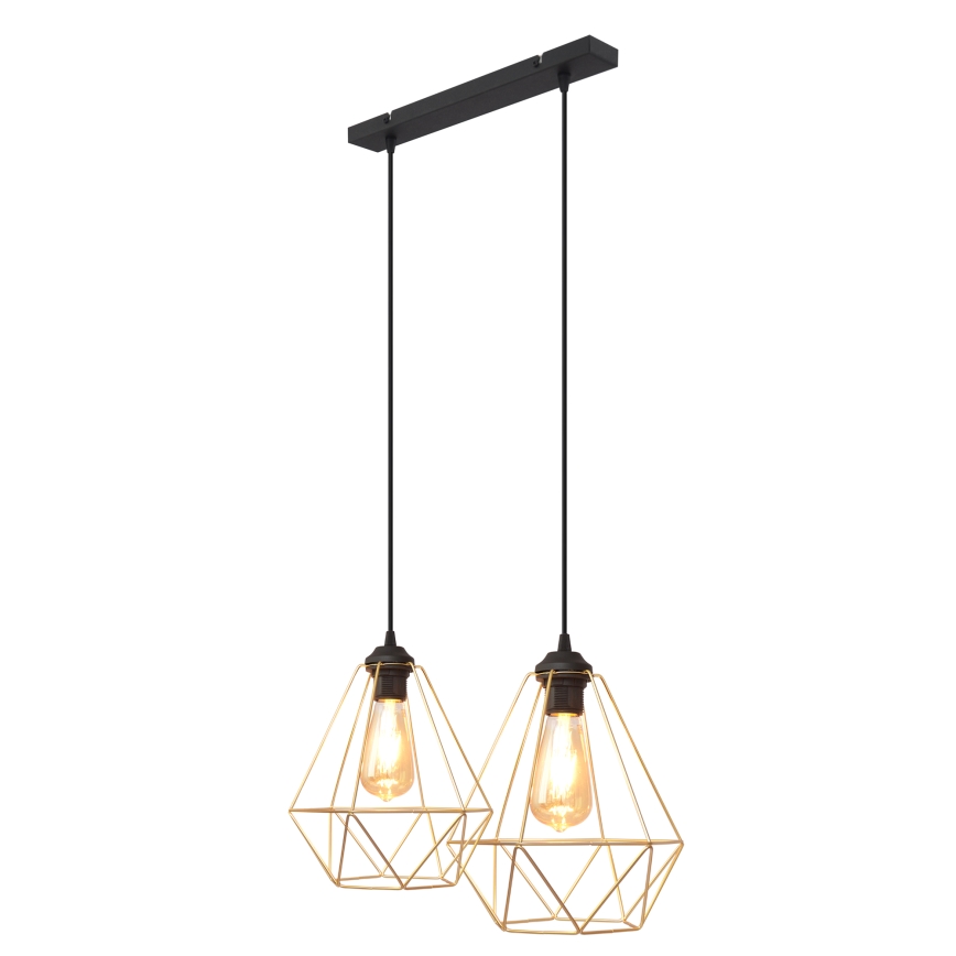 Lustra ar auklu KARO 2xE27/15W/230V zelta/melna