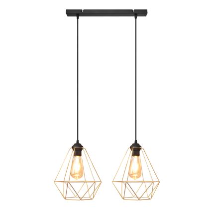 Lustra ar auklu KARO 2xE27/15W/230V zelta/melna