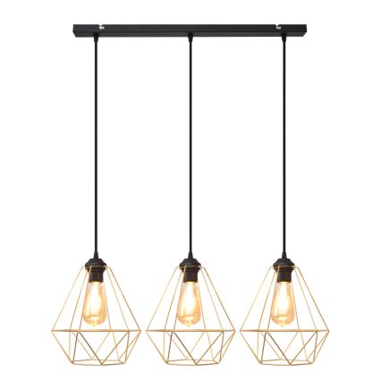 Lustra ar auklu KARO 3xE27/15W/230V zelta/melna