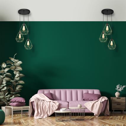 Lustra ar auklu KARO 3xE27/15W/230V zelta/melna