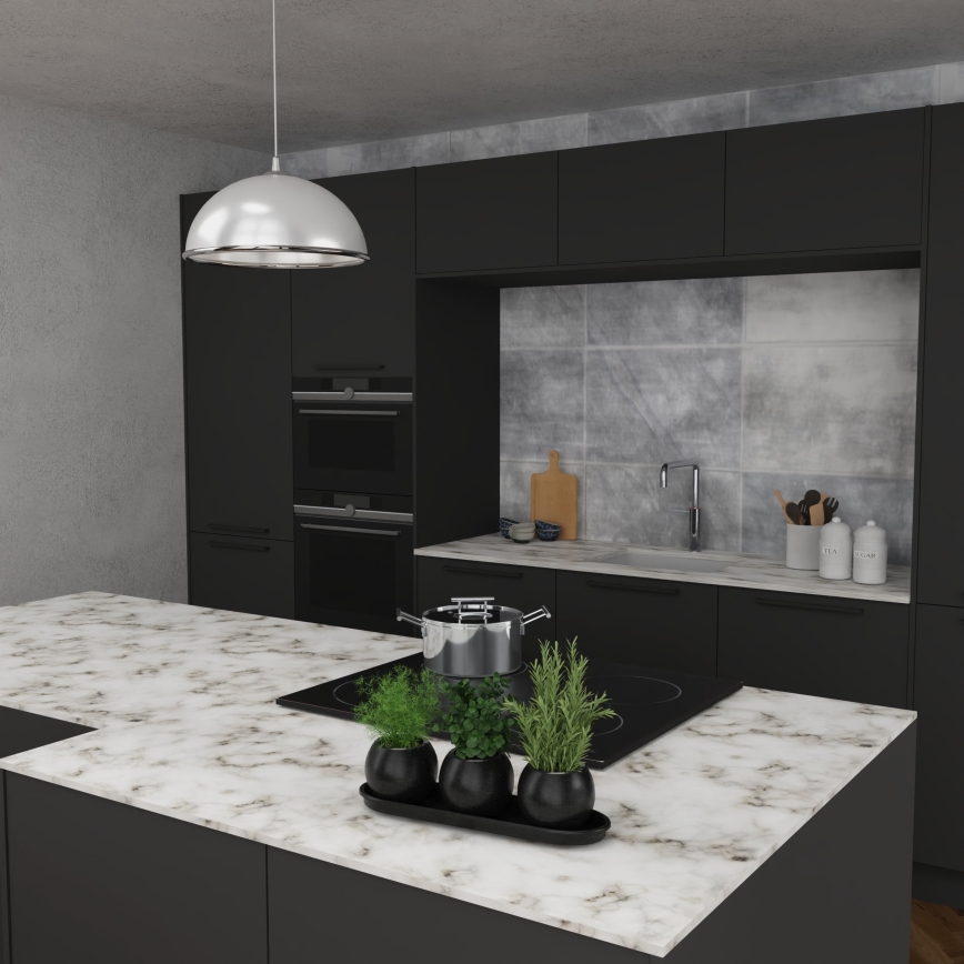 Lustra ar auklu KITCHEN 1xE27/15W/230V balta/spīdīgi hromēts