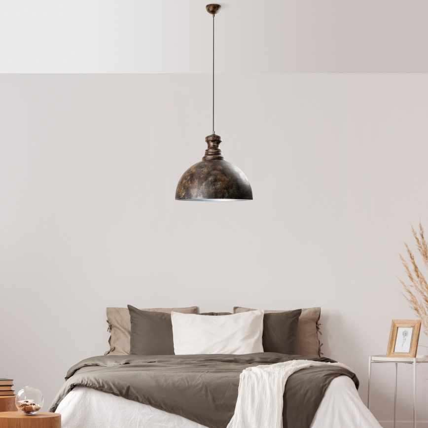 Lustra ar auklu KURE 1xE27/40W/230V d. 40 cm pelēka