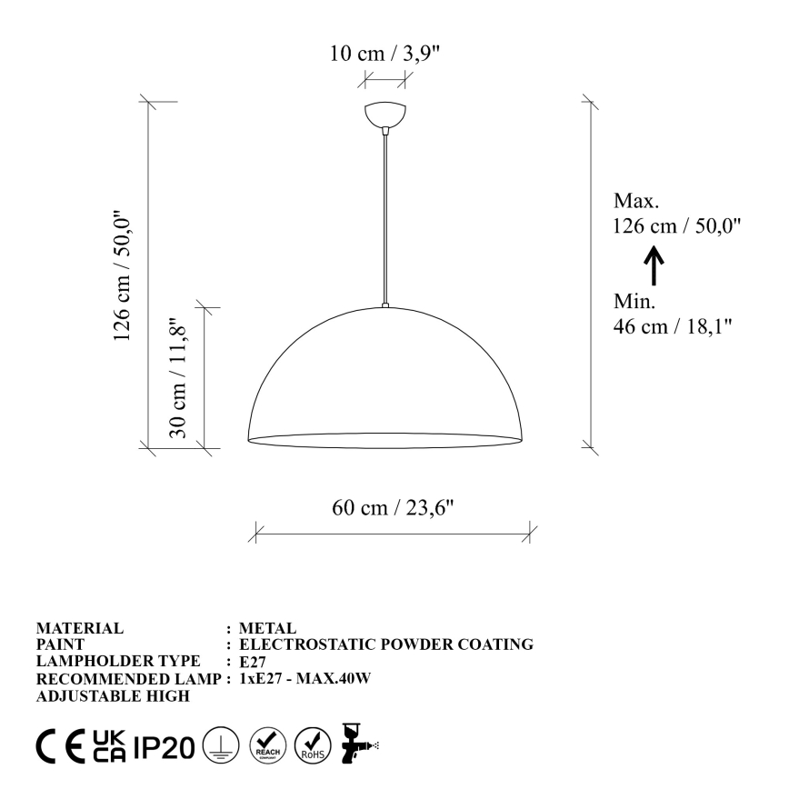 Lustra ar auklu KURE 1xE27/40W/230V zelta