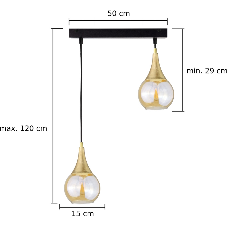 Lustra ar auklu LACRIMA HONEY 2xE27/60W/230V