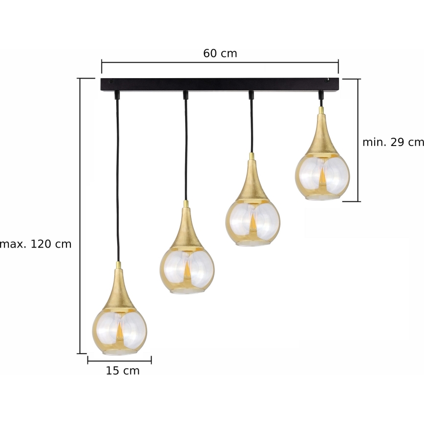 Lustra ar auklu LACRIMA HONEY 4xE27/60W/230V