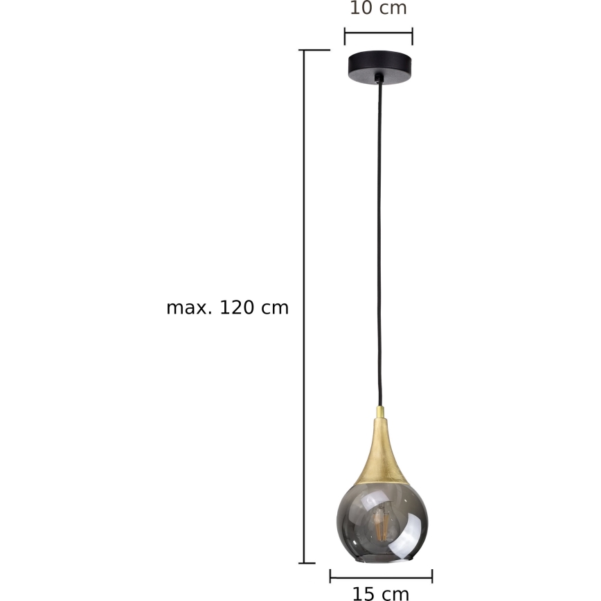 Lustra ar auklu LACRIMA SMOKY 1xE27/60W/230V