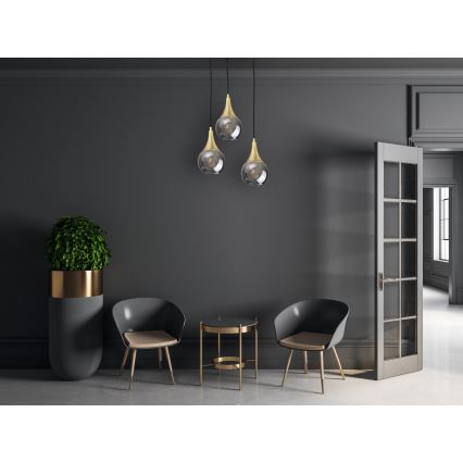 Lustra ar auklu LACRIMA SMOKY 3xE27/60W/230V d. 30 cm