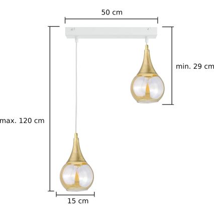 Lustra ar auklu LACRIMA WHITE 2xE27/60W/230V