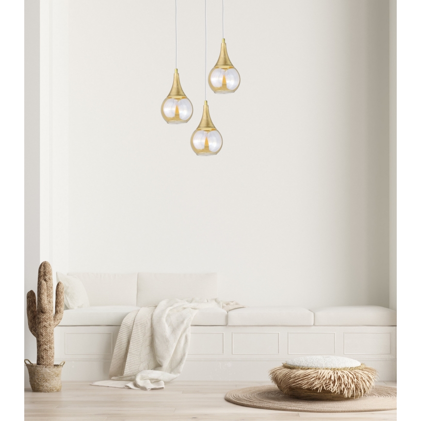 Lustra ar auklu LACRIMA WHITE 3xE27/60W/230V d. 30 cm