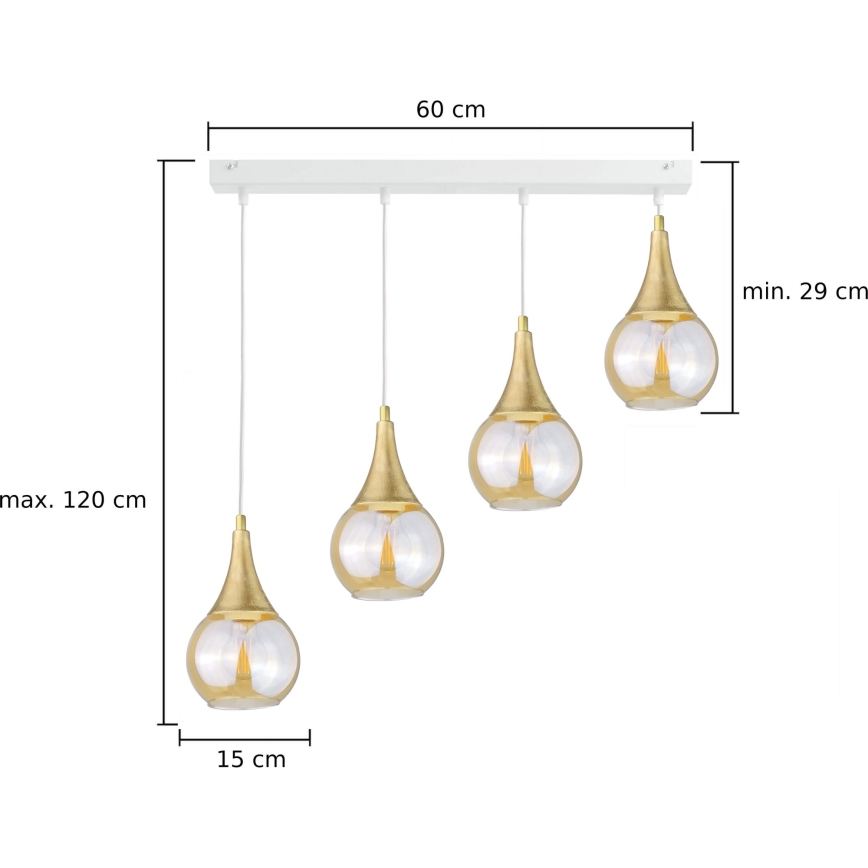 Lustra ar auklu LACRIMA WHITE 4xE27/60W/230V