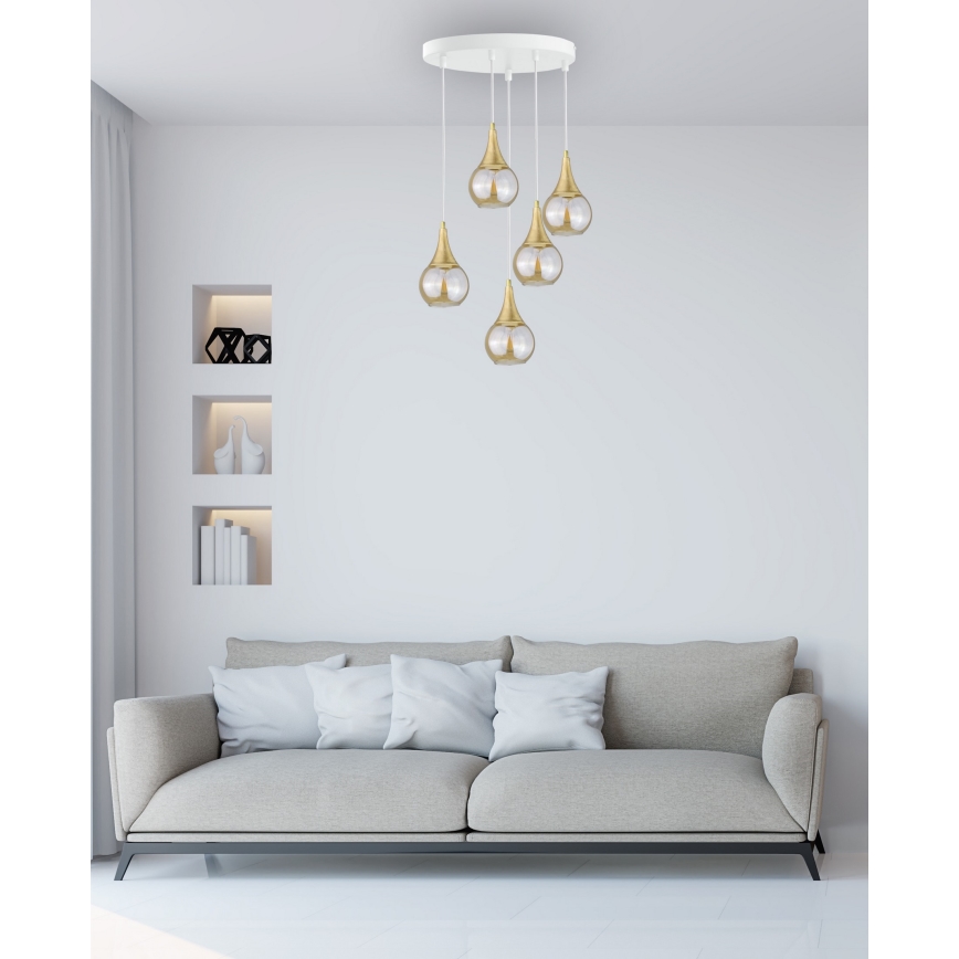 Lustra ar auklu LACRIMA WHITE 5xE27/60W/230V d. 45 cm