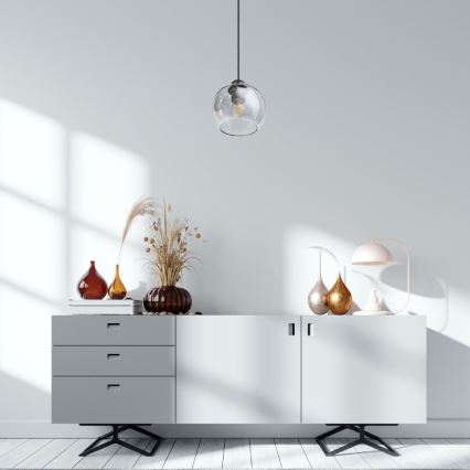Lustra ar auklu LATIL 1xE27/60W/230V melna