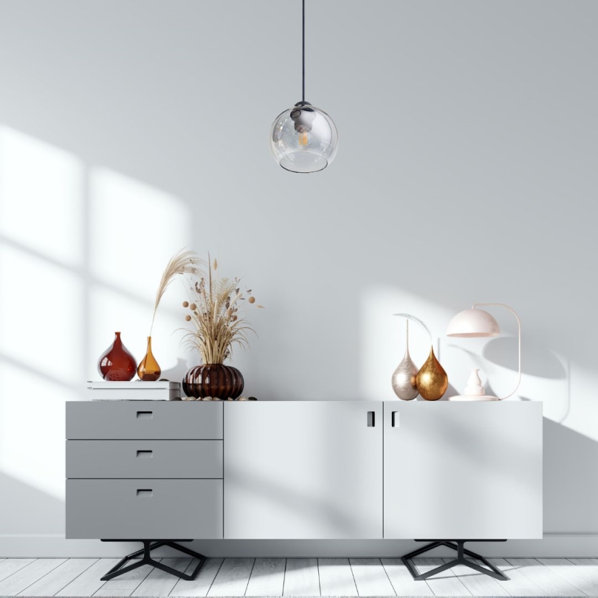 Lustra ar auklu LATIL 1xE27/60W/230V melna