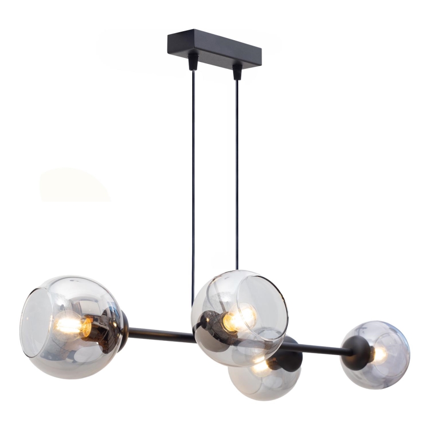 Lustra ar auklu LATIL 4xE27/60W/230V melna