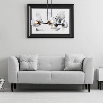 Lustra ar auklu LATIL 4xE27/60W/230V melna