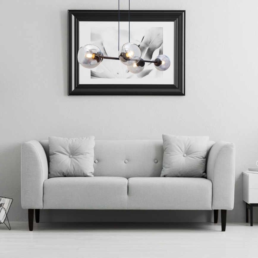 Lustra ar auklu LATIL 4xE27/60W/230V melna