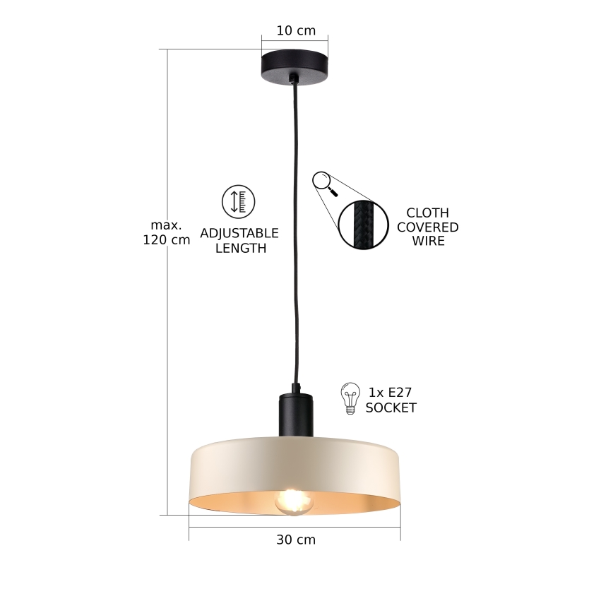 Lustra ar auklu LATTE 1xE27/60W/230V bēša/melna