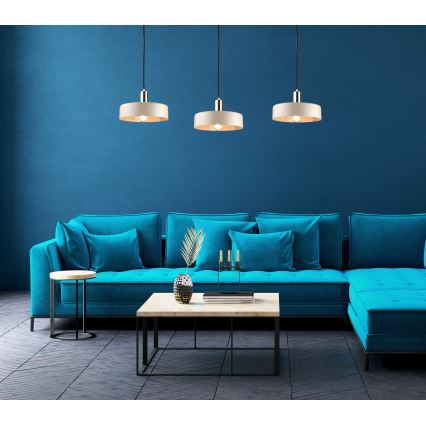 Lustra ar auklu LATTE 3xE27/60W/230V bēša/melna/spīdīgi hromēts