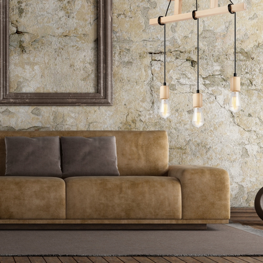 Lustra ar auklu LEON 3xE27/60W/230V dižskābardis - FSC sertificēts