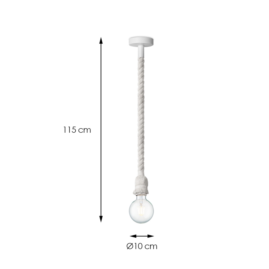 Lustra ar auklu LEONARDO ROPE 1xE27/10W/230V balta