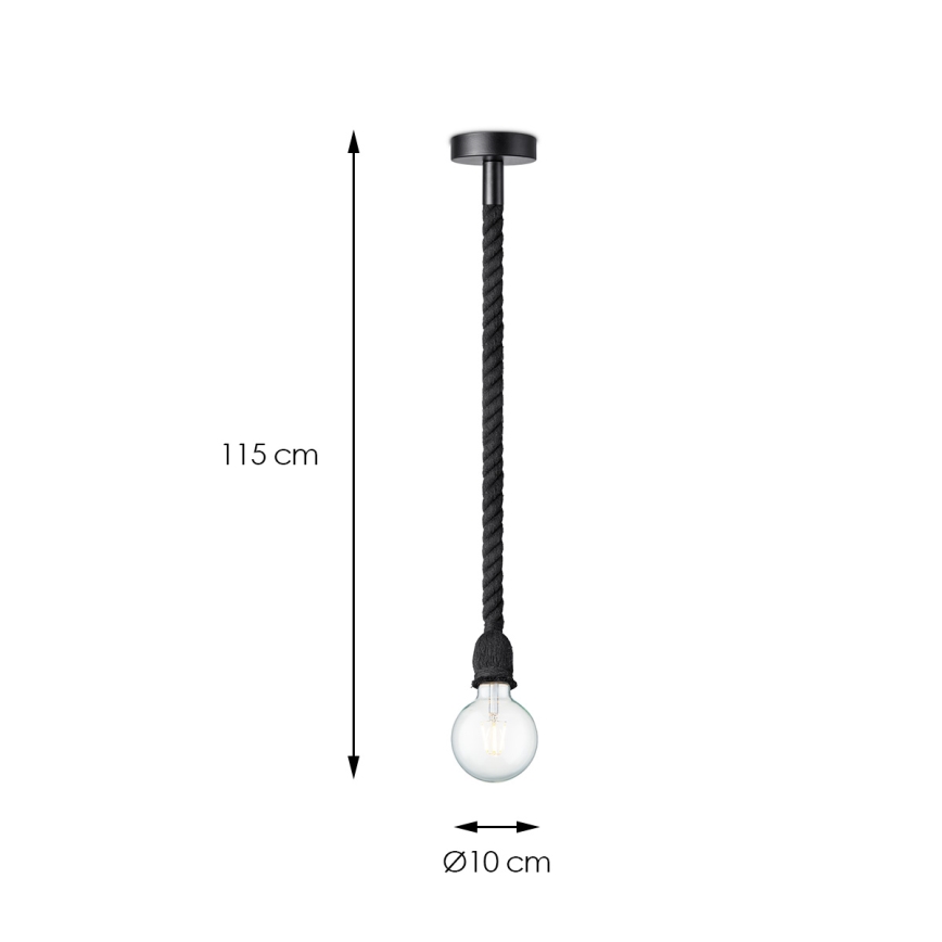 Lustra ar auklu LEONARDO ROPE 1xE27/10W/230V melna