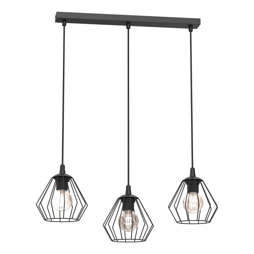 Lustra ar auklu LETI 3xE27/15W/230W melna