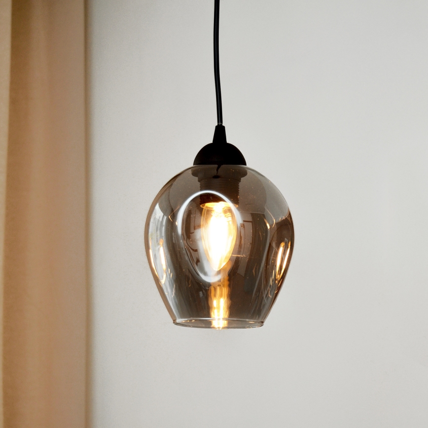 Lustra ar auklu LILI 1xE27/15W/230V melna/pelēka