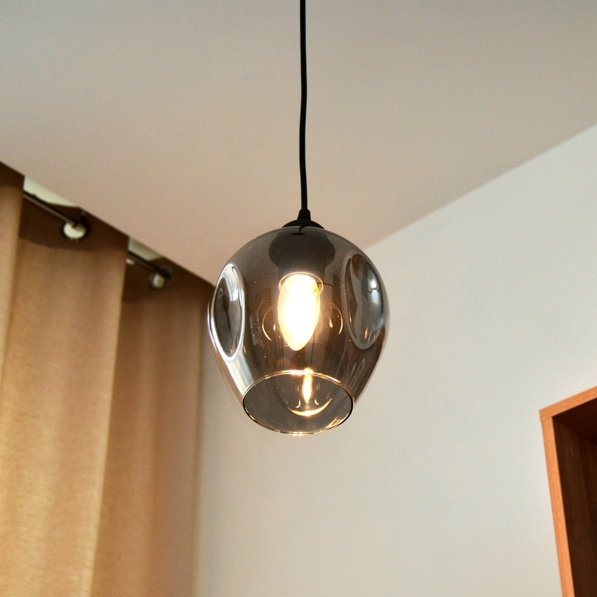 Lustra ar auklu LILI 1xE27/15W/230V melna/pelēka