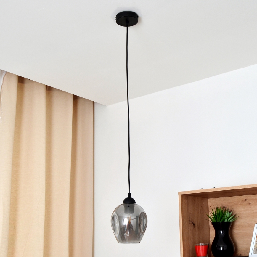Lustra ar auklu LILI 1xE27/15W/230V melna/pelēka