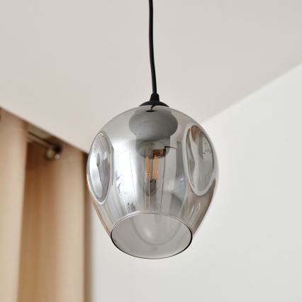 Lustra ar auklu LILI 1xE27/15W/230V melna/pelēka