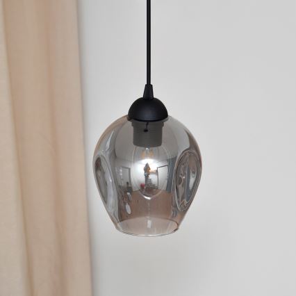 Lustra ar auklu LILI 1xE27/15W/230V melna/pelēka